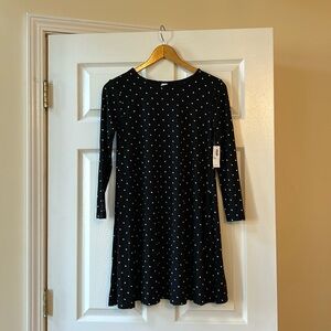Old Navy black with white polka dot swing dress